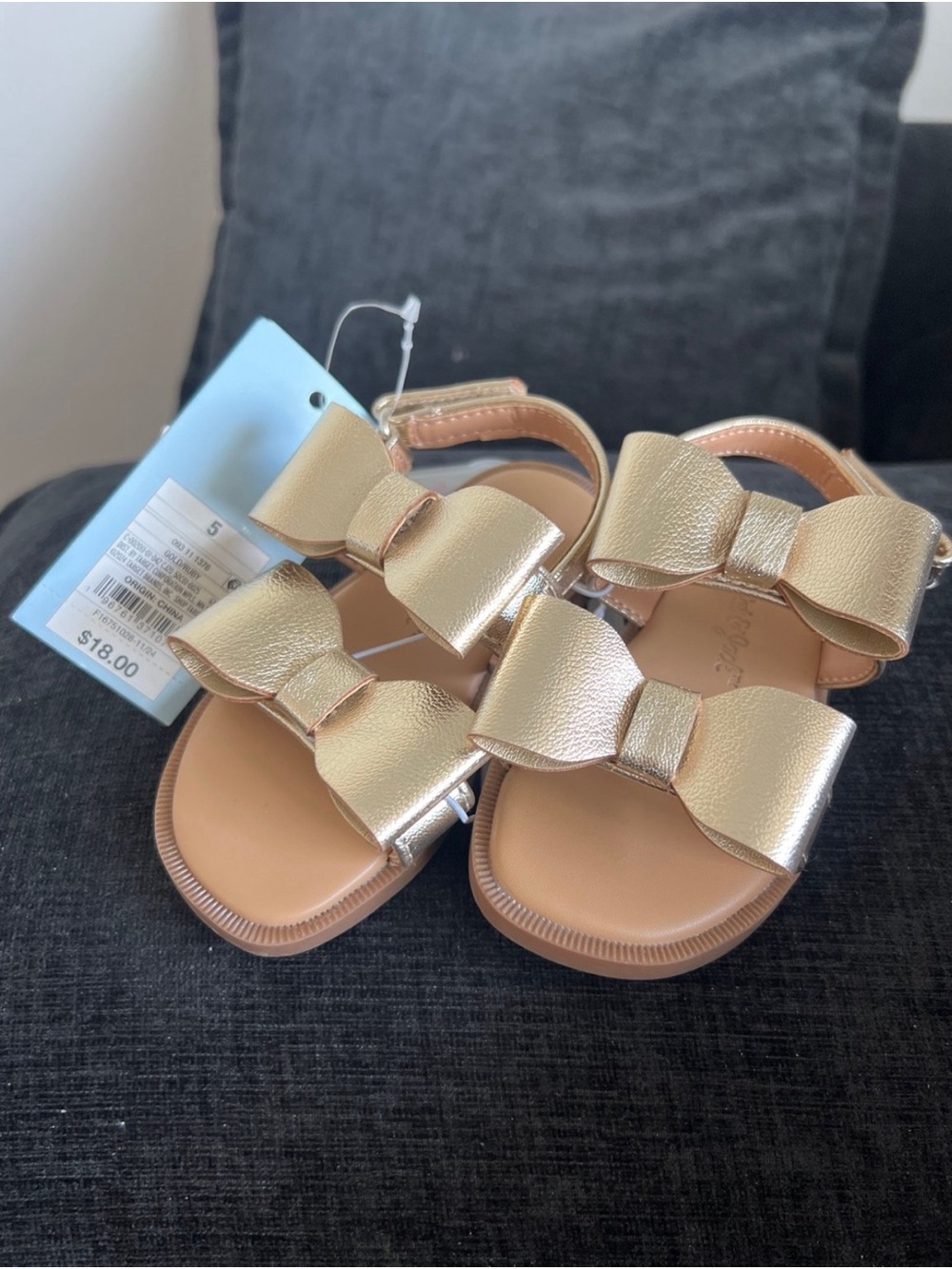 Cat & Jack Metallic Gold Bow Baby Walker Sandals